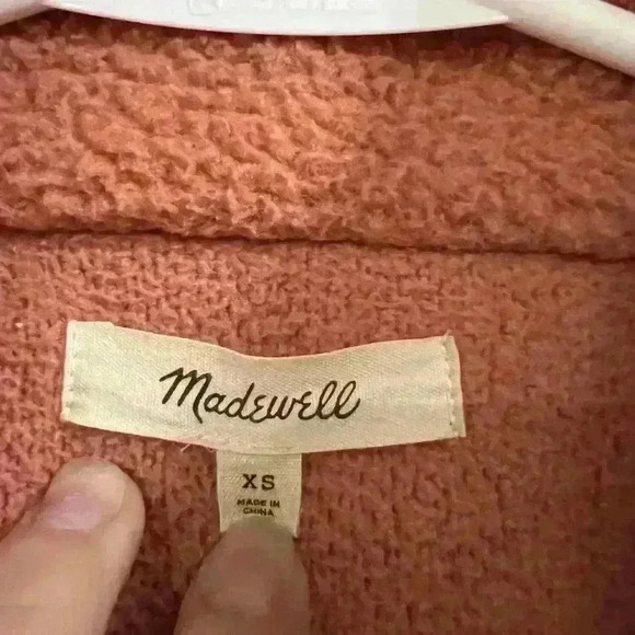 Madewell Size XS oversized Pink Quilted Pocket Long Sleeve Jacket preowned - Picture 3 of 6